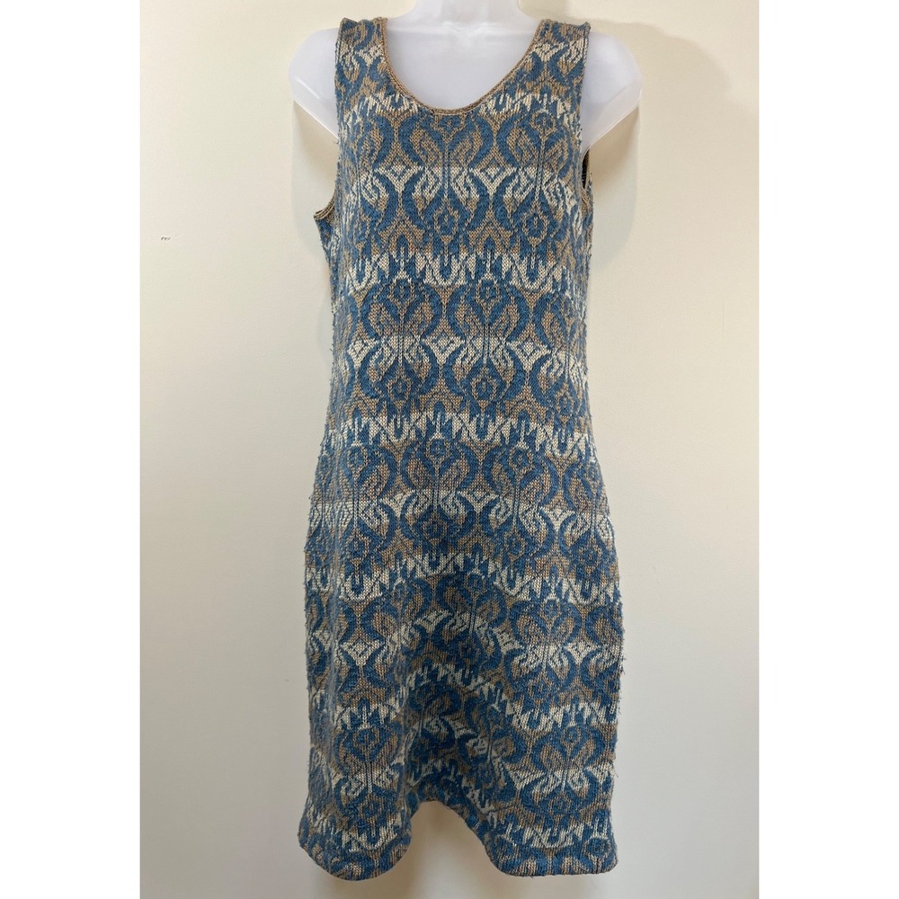 Peruvian Connection Knit Dress Womens Size Medium Pima Cotton Floral Boho Chic
